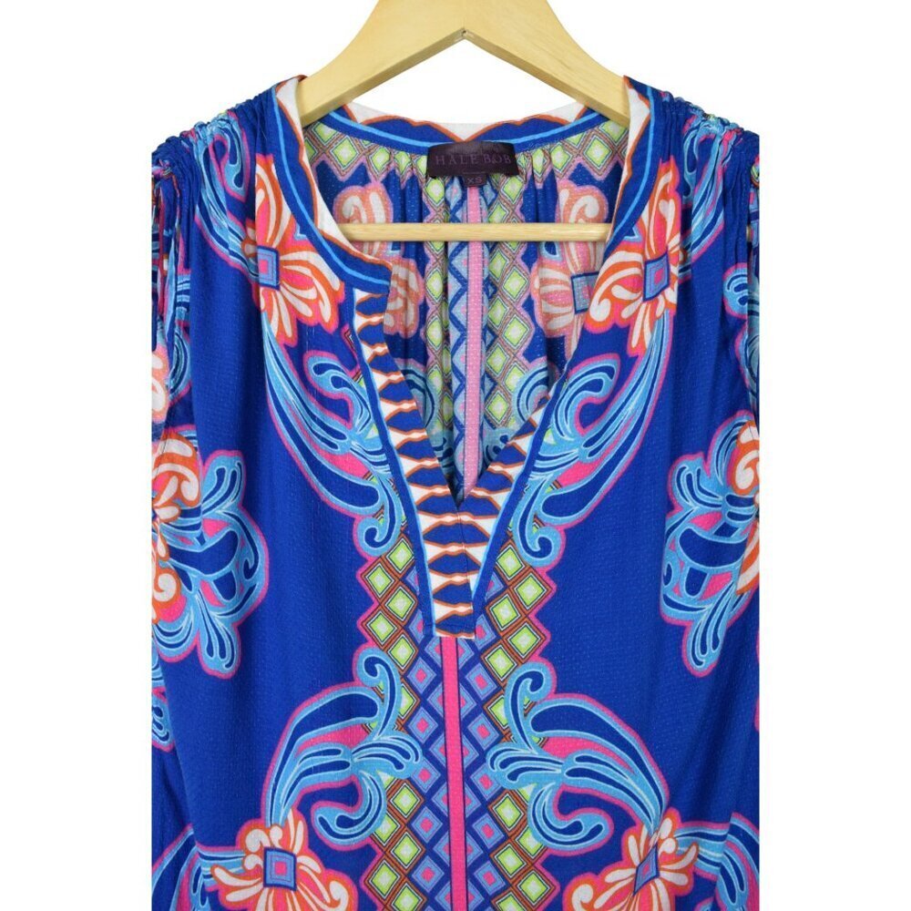 HALE BOB MULTI-COLOR BLUE GEOMETRIC SLEEVELESS TOP - Picture 4 of 9